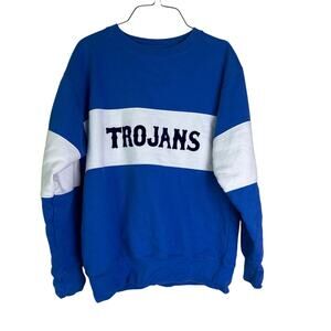 Fan Cloth Blue White Trojans‎ Vintage Retro Style Sweatshirt Unisex MEDIUM